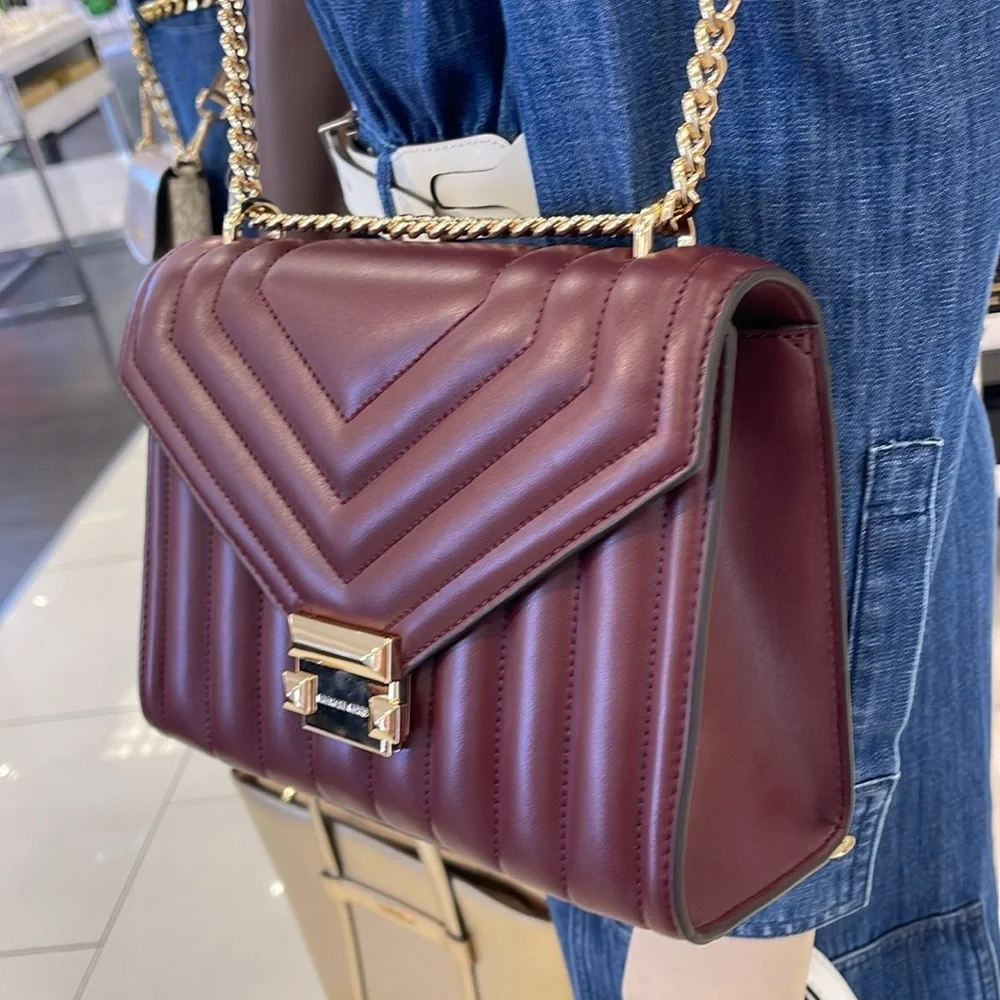 Michael Kors Burgundy Quilted Shoulder Bag - Picture 4 of 16